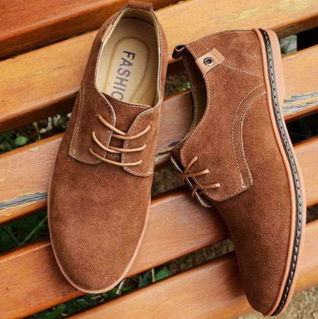 Heren Suède Derby Schoenen Met Vetersluiting En Textuurafwerking