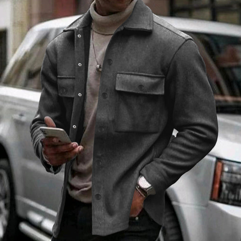 Heren Overshirt Jas met Lange Mouwen en Borstzakken