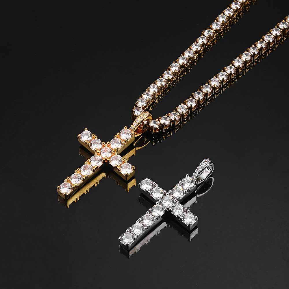 Vertrouwen - Gouden moissaniet kruis ketting