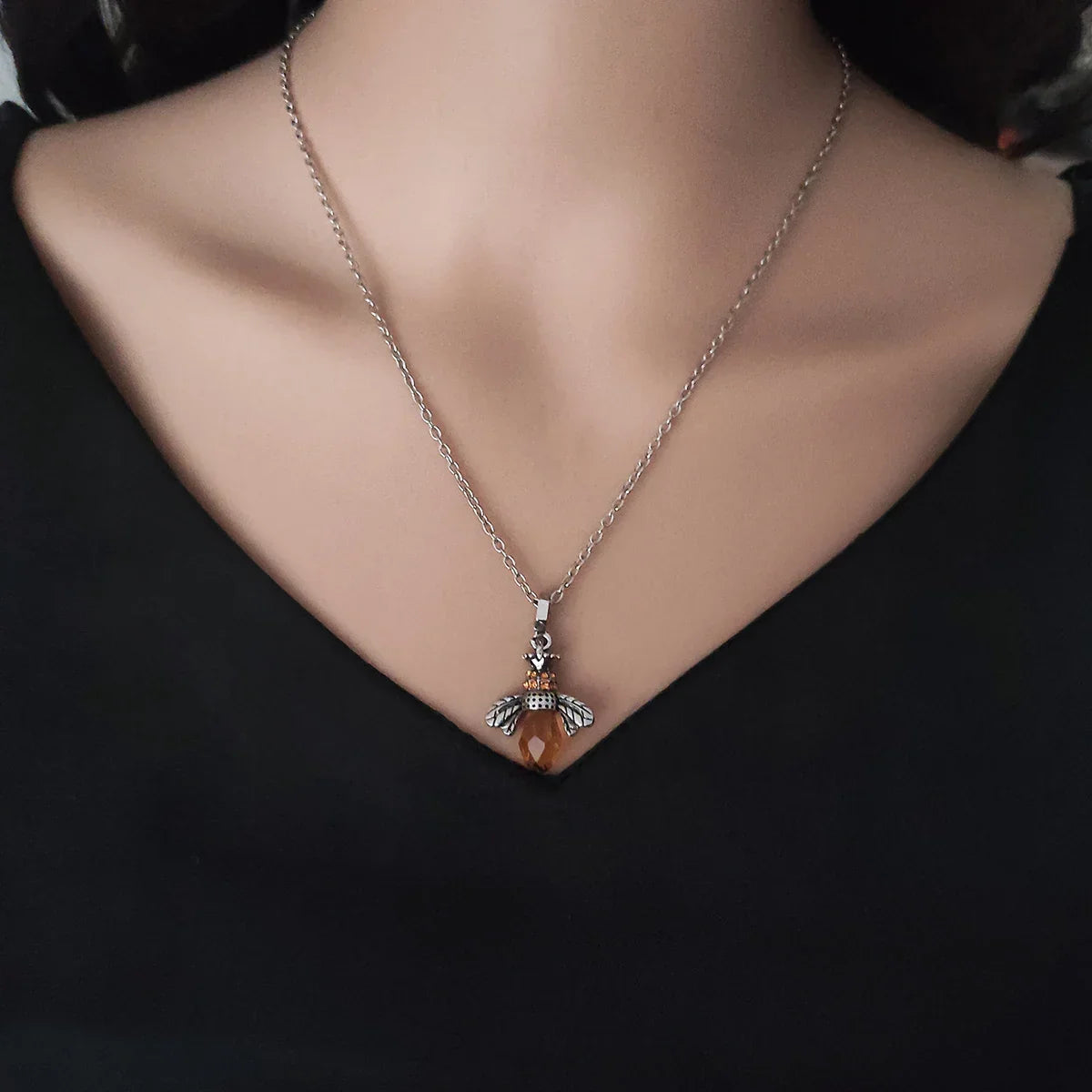 Vintage Bijen Ketting & Oorbellen Set