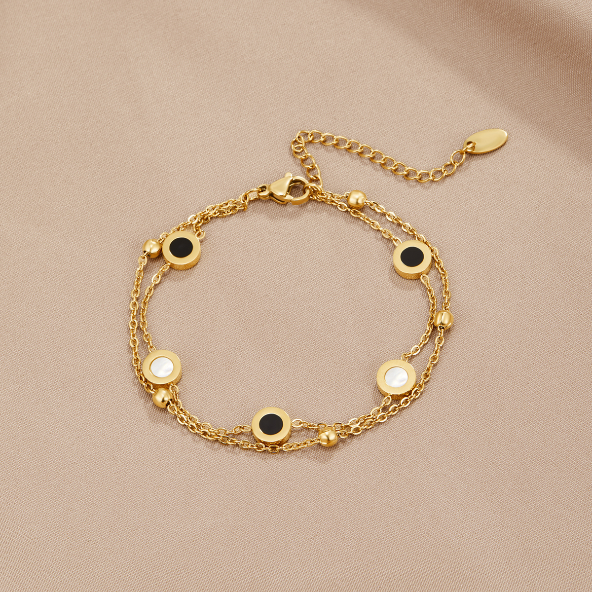 Elegante onyx en witte steen armband