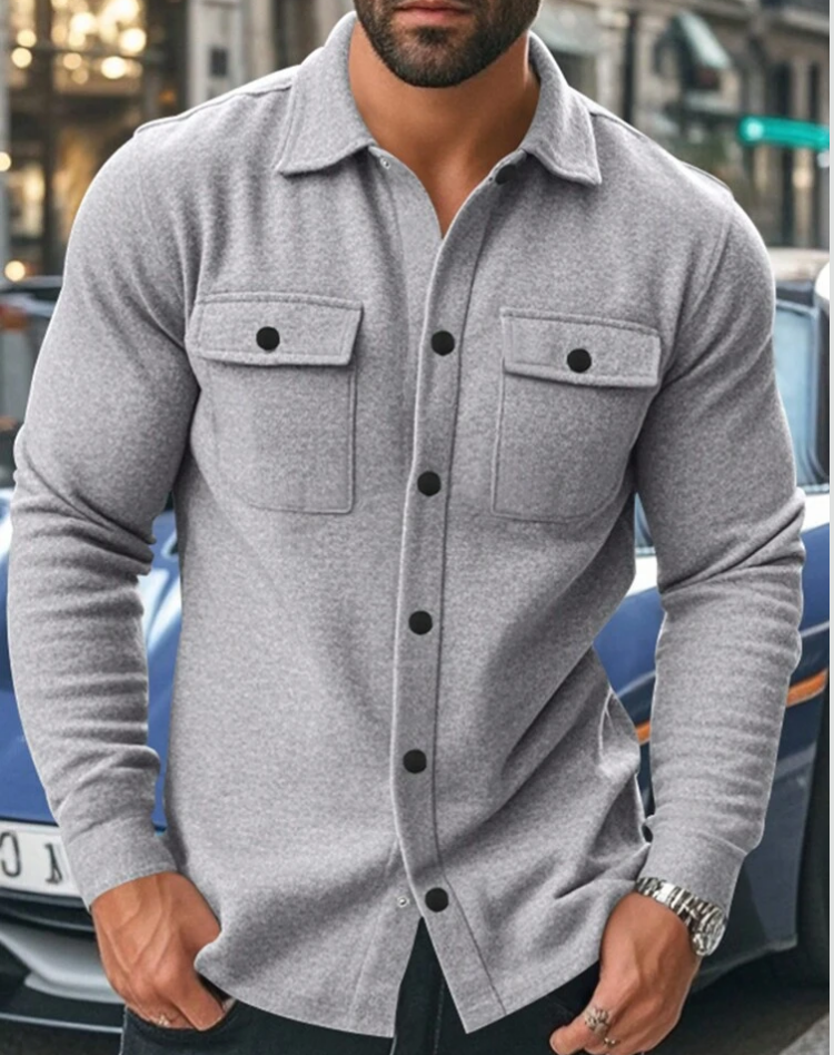 Heren Overshirt Jas met Lange Mouwen en Borstzakken