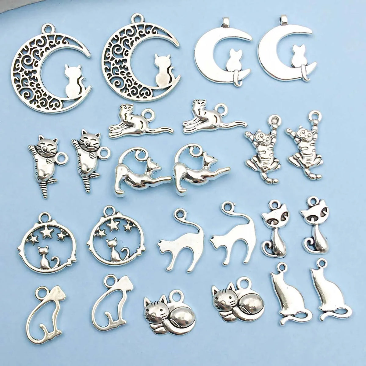 Vintage Zilveren Kat Charms Collectie