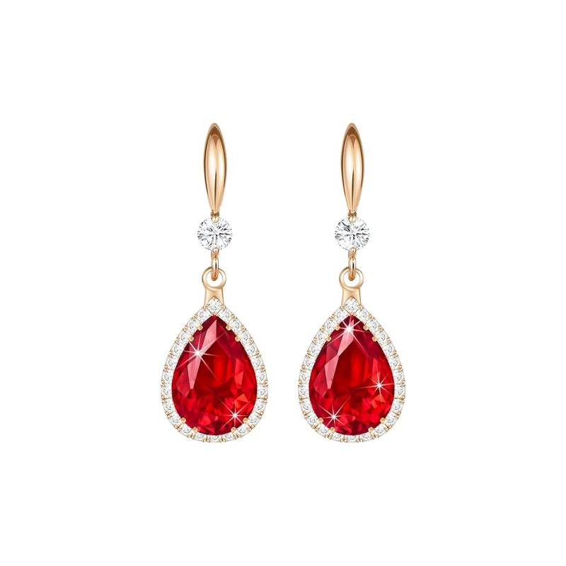 Elegante roze gouden oorbellen met druppelvormige zirkonia