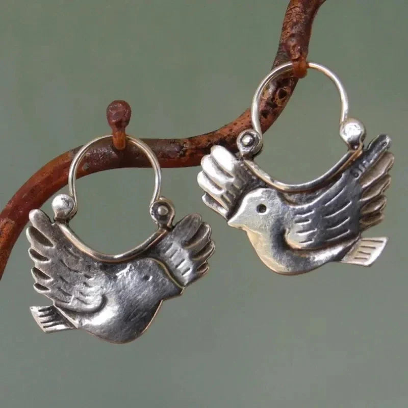 Boho Vogel-Inspiratie Dangle Oorbellen – Zilverkleurig