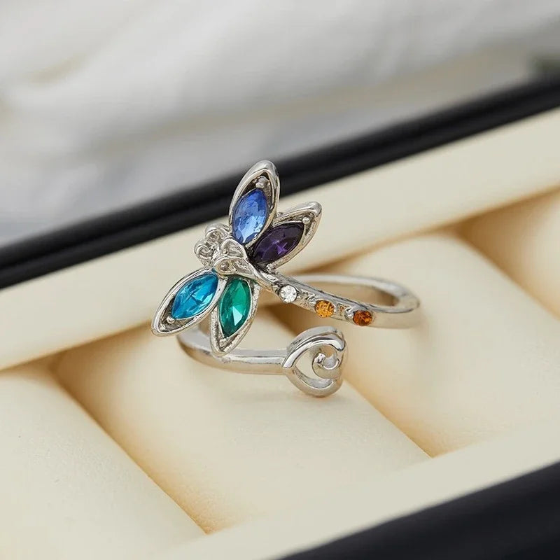 Vintage Libelle Verstelbare Ring