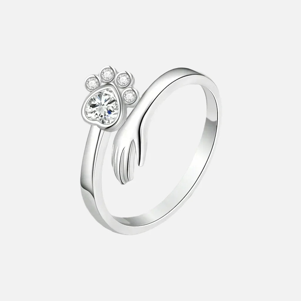 Sterling Zilveren Verstelbare Ring – Hand- en Pootafdrukontwerp