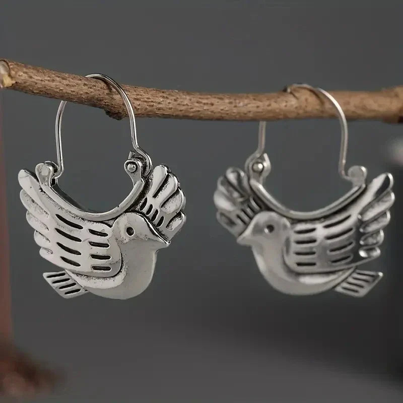 Boho Vogel-Inspiratie Dangle Oorbellen – Zilverkleurig