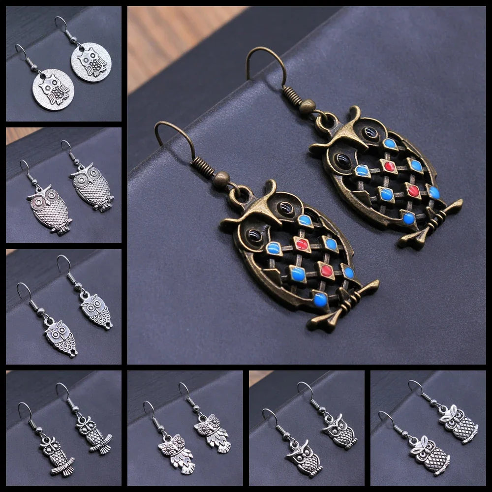 Vintage Uil Boheemse Dangle Oorbellen