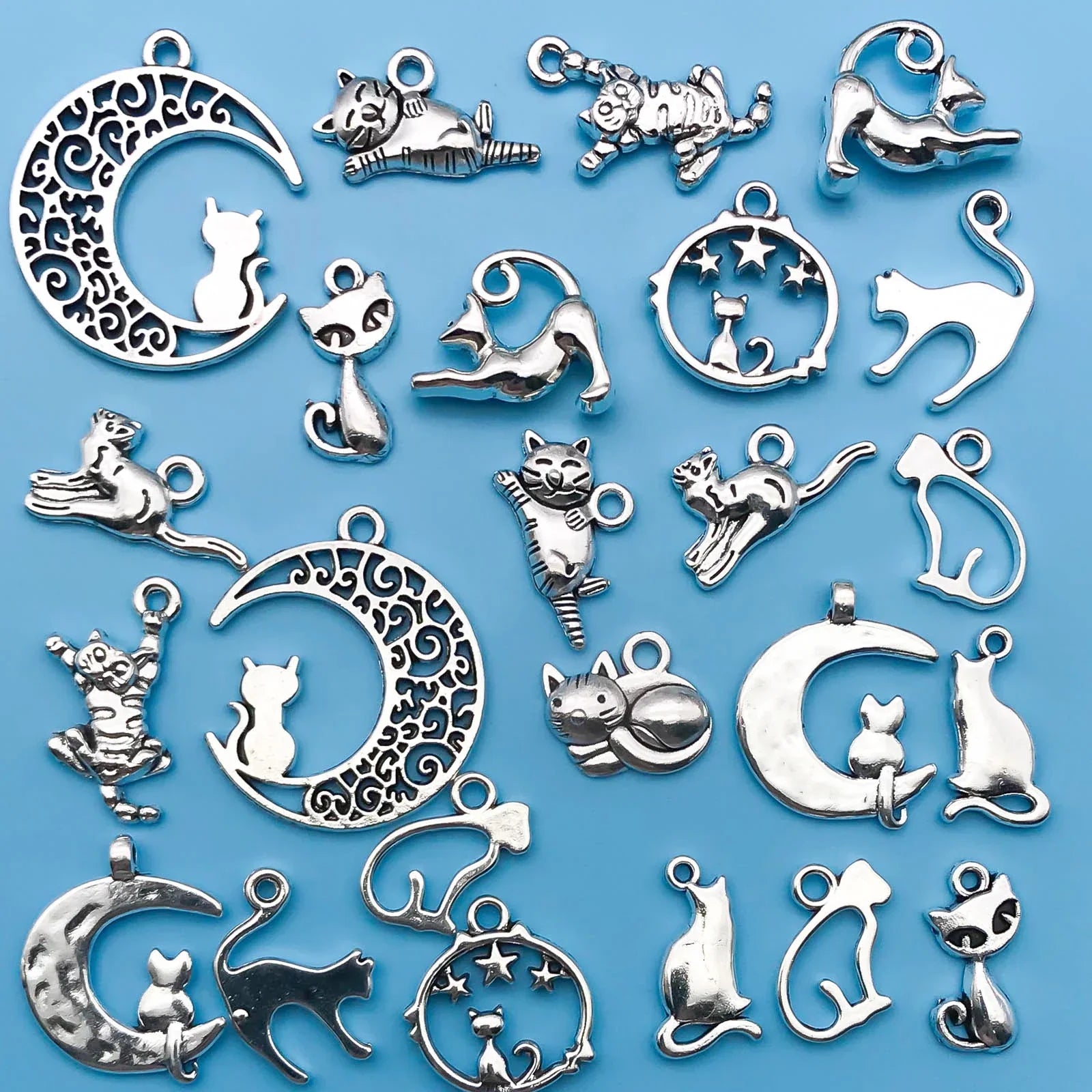 Vintage Zilveren Kat Charms Collectie