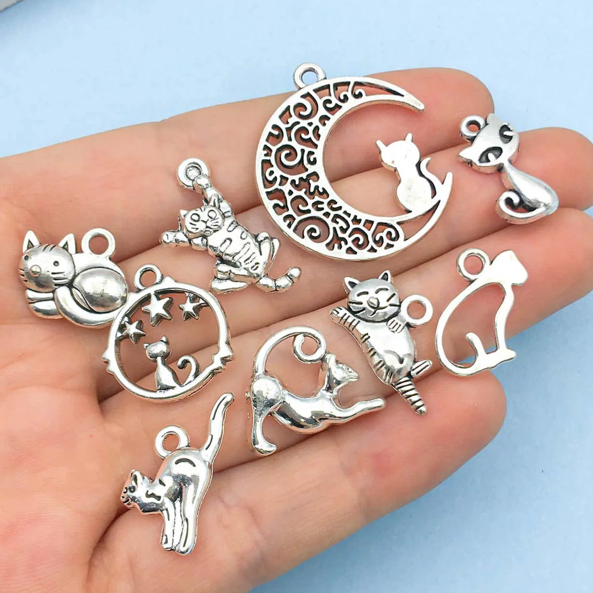 Vintage Zilveren Kat Charms Collectie