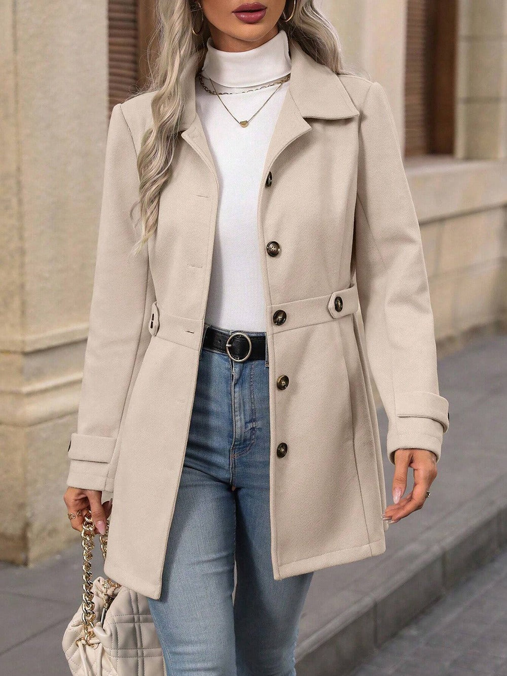 Herfst Dames Trenchcoat Ceintuur Getailleerd Tussenseizoen
