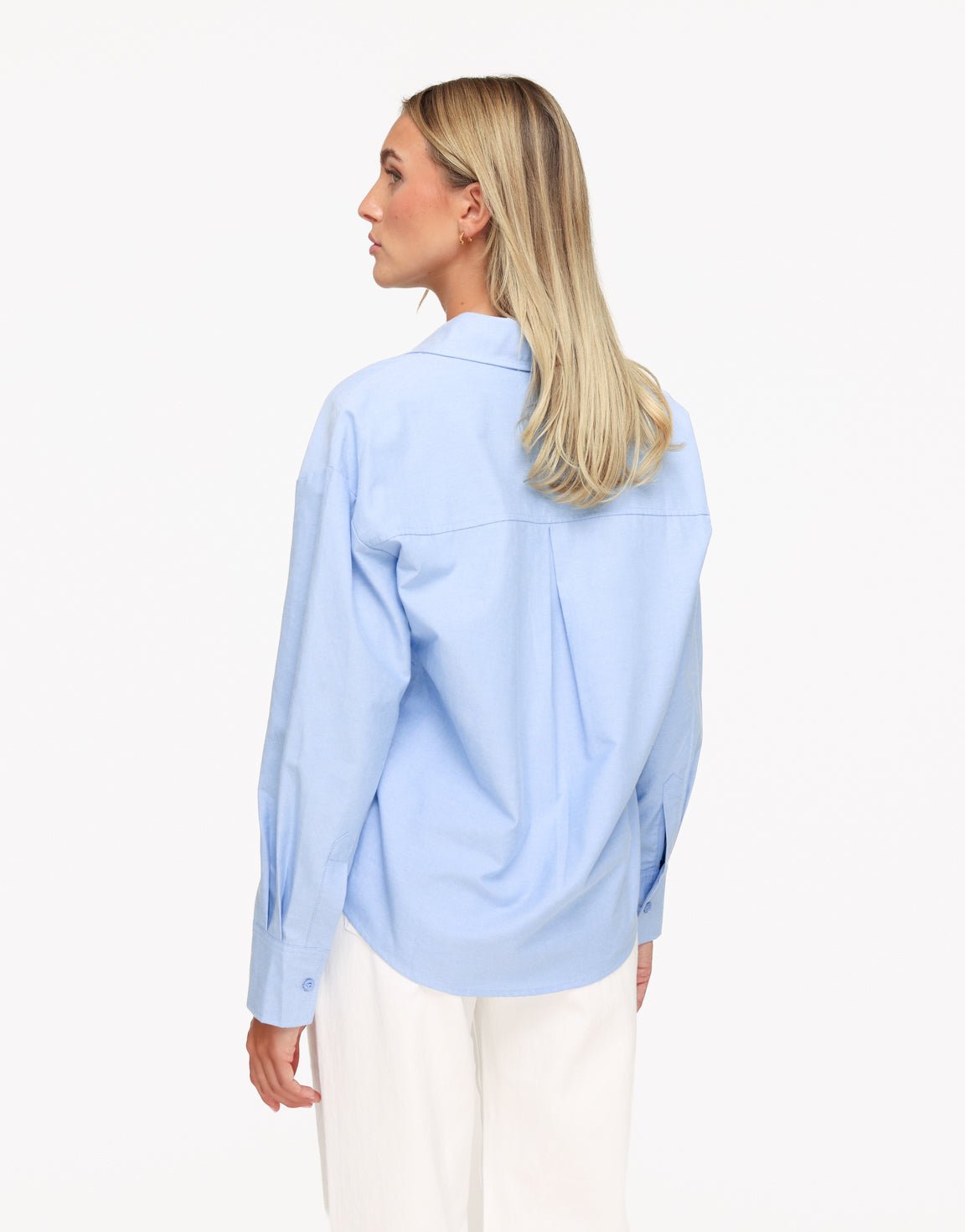 Blauwe Lange Rechte LS - Blouse
