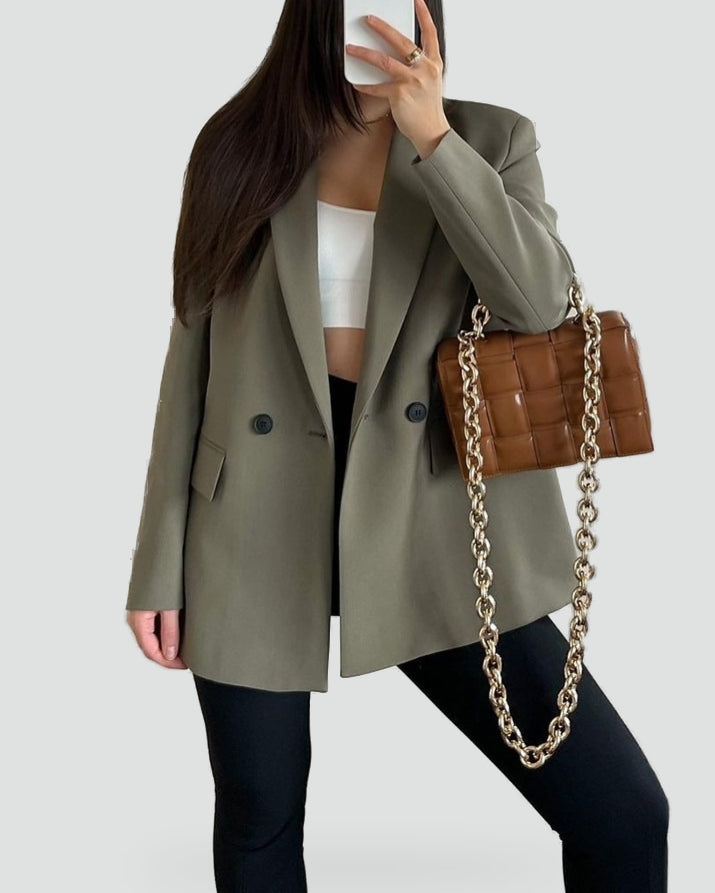 Blazer voor Vrouwen met Dubbele Rij Knopen en Regular Fit
