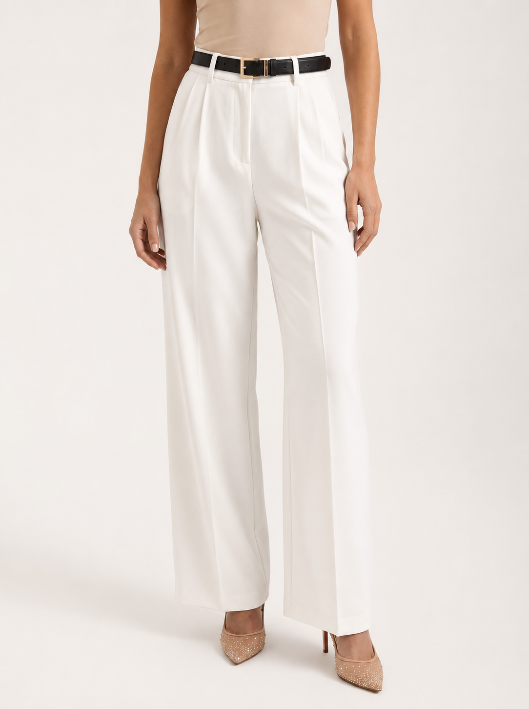 Broek Dames Hoge Taille Wijde Pijpen Casual Formeel