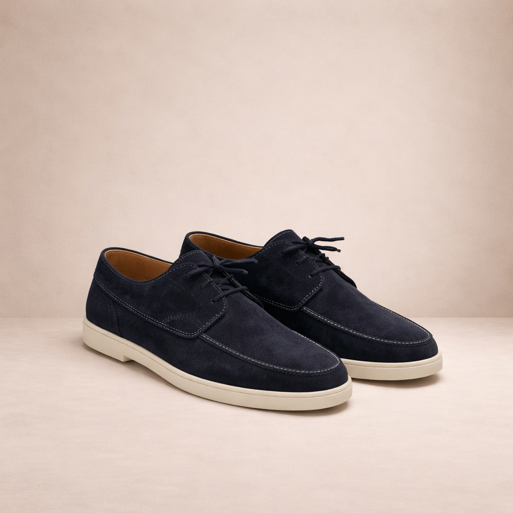 Loafers Suede Heren Regular Fit Leer Vetersluiting Gesloten Neus