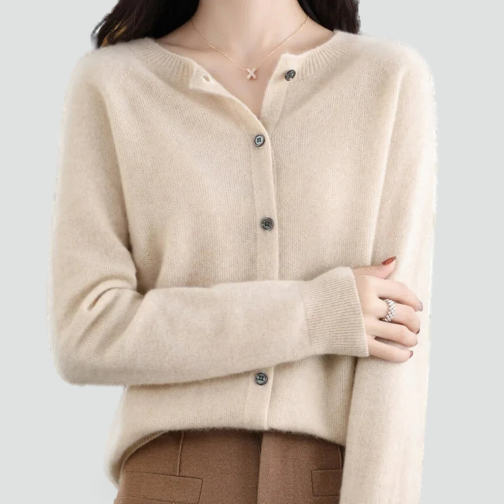 Cardigan voor Dames met Knoopsluiting en Ronde Hals