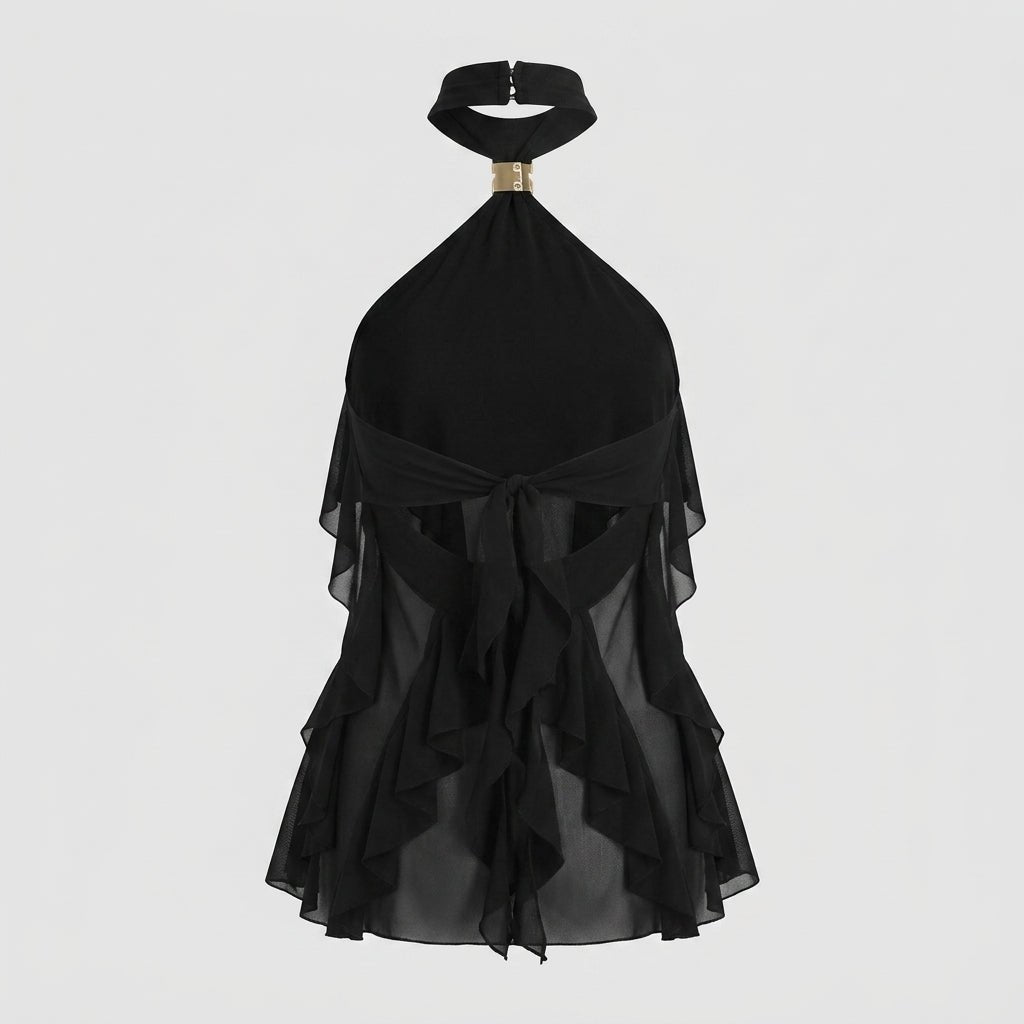 Chiffon Halter Top Dames Ruffle Formeel