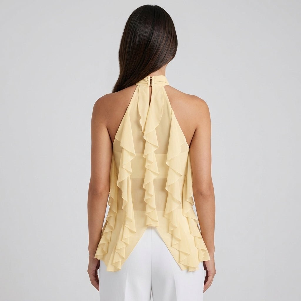 Chiffon Halter Top Dames Ruffle Formeel