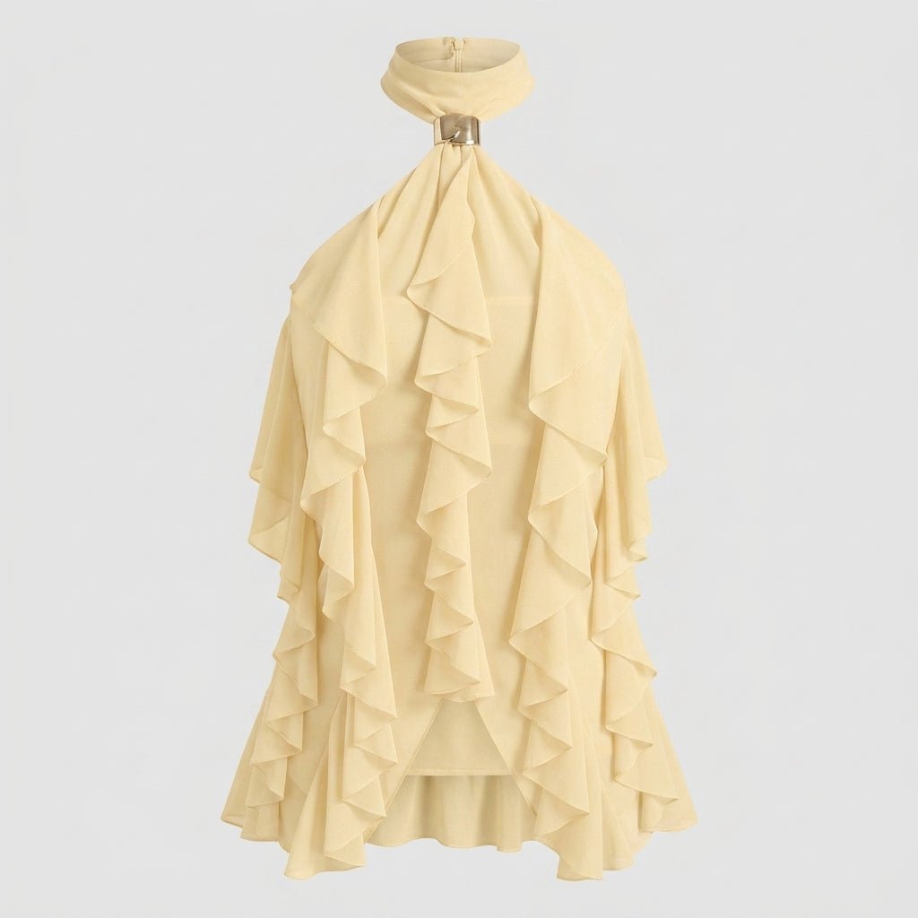 Chiffon Halter Top Dames Ruffle Formeel