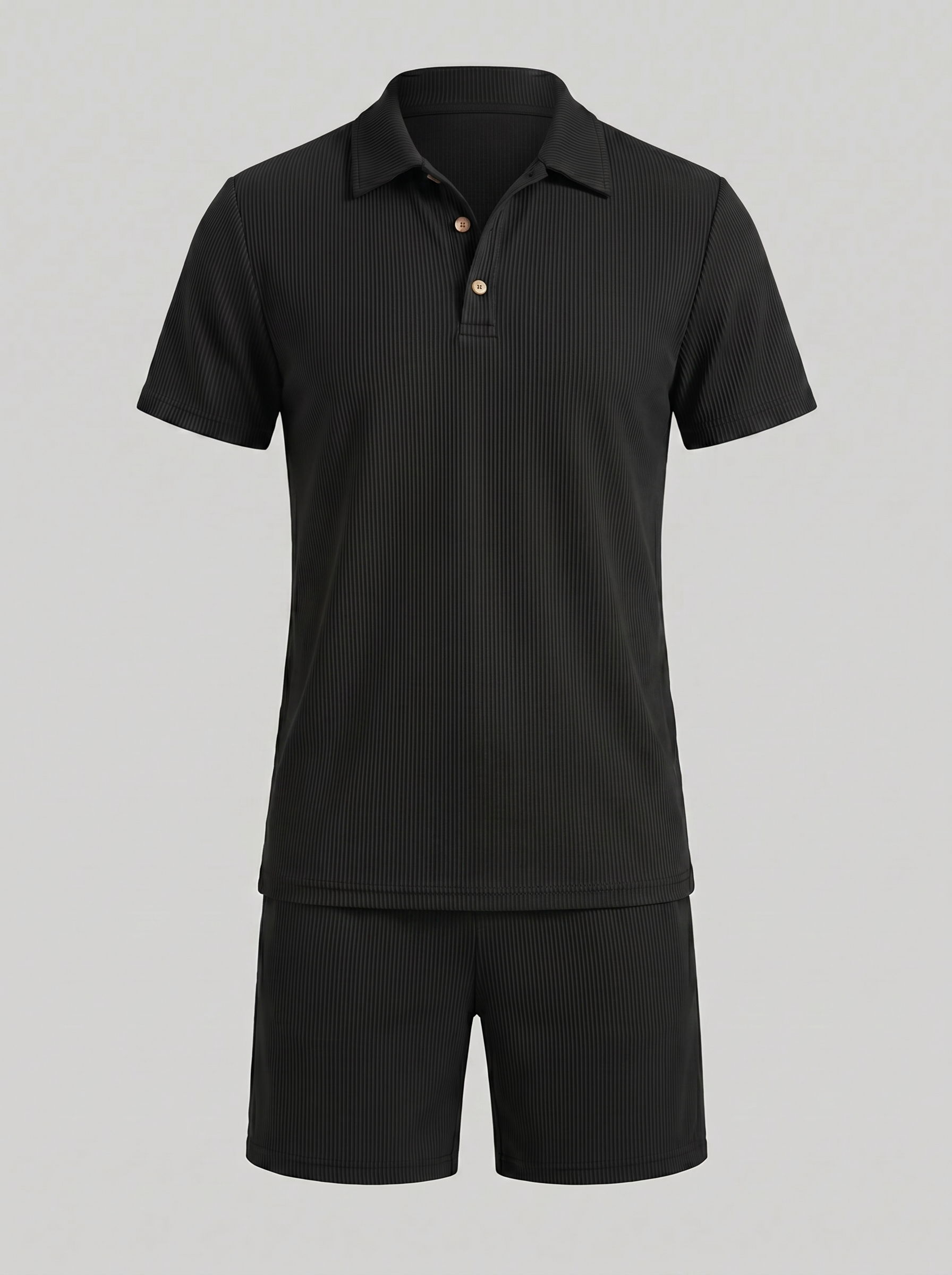 Corduroy Poloshirt en Shorts Set Heren Slim Fit