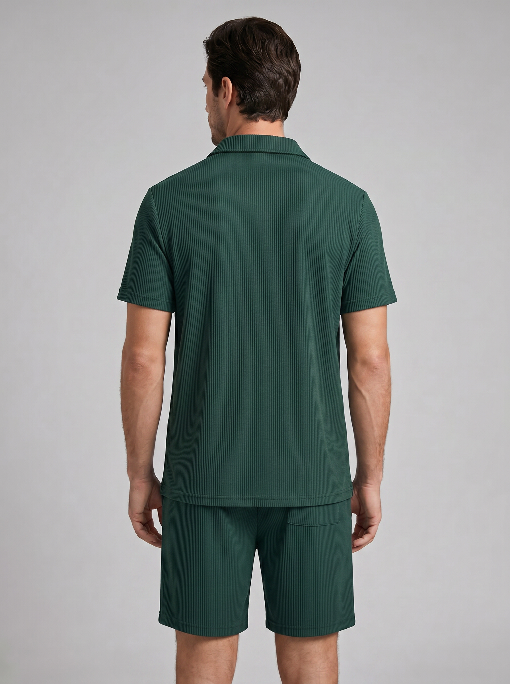 Corduroy Poloshirt en Shorts Set Heren Slim Fit