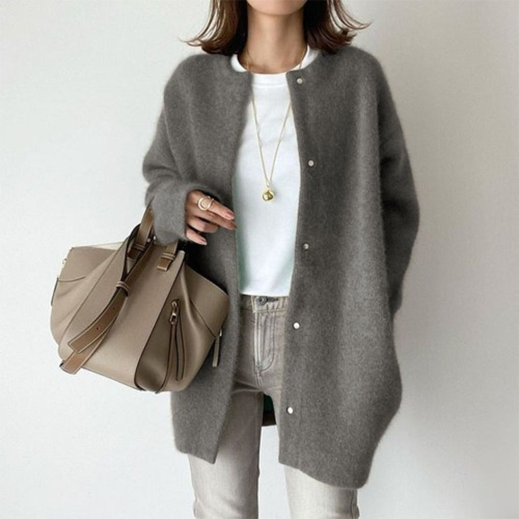 Cardigan voor Dames met Knoopsluiting, Lange Mouwen en Kraag