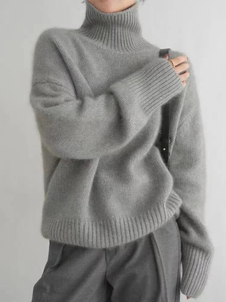 Cozy coltrui voor dames met oversized pasvorm en kaki kleur
