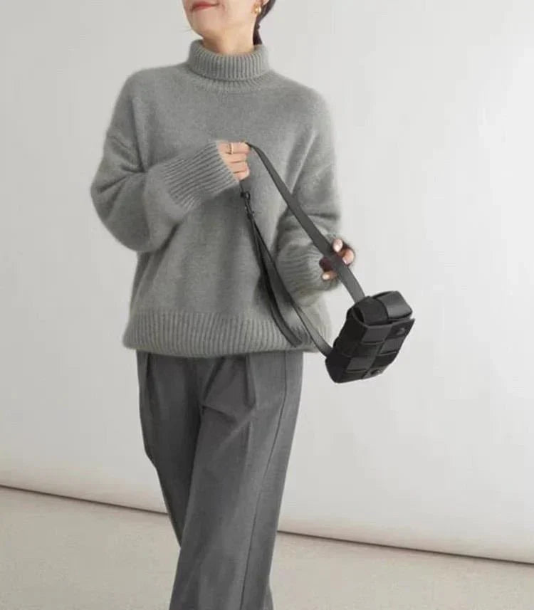 Cozy coltrui voor dames met oversized pasvorm en kaki kleur