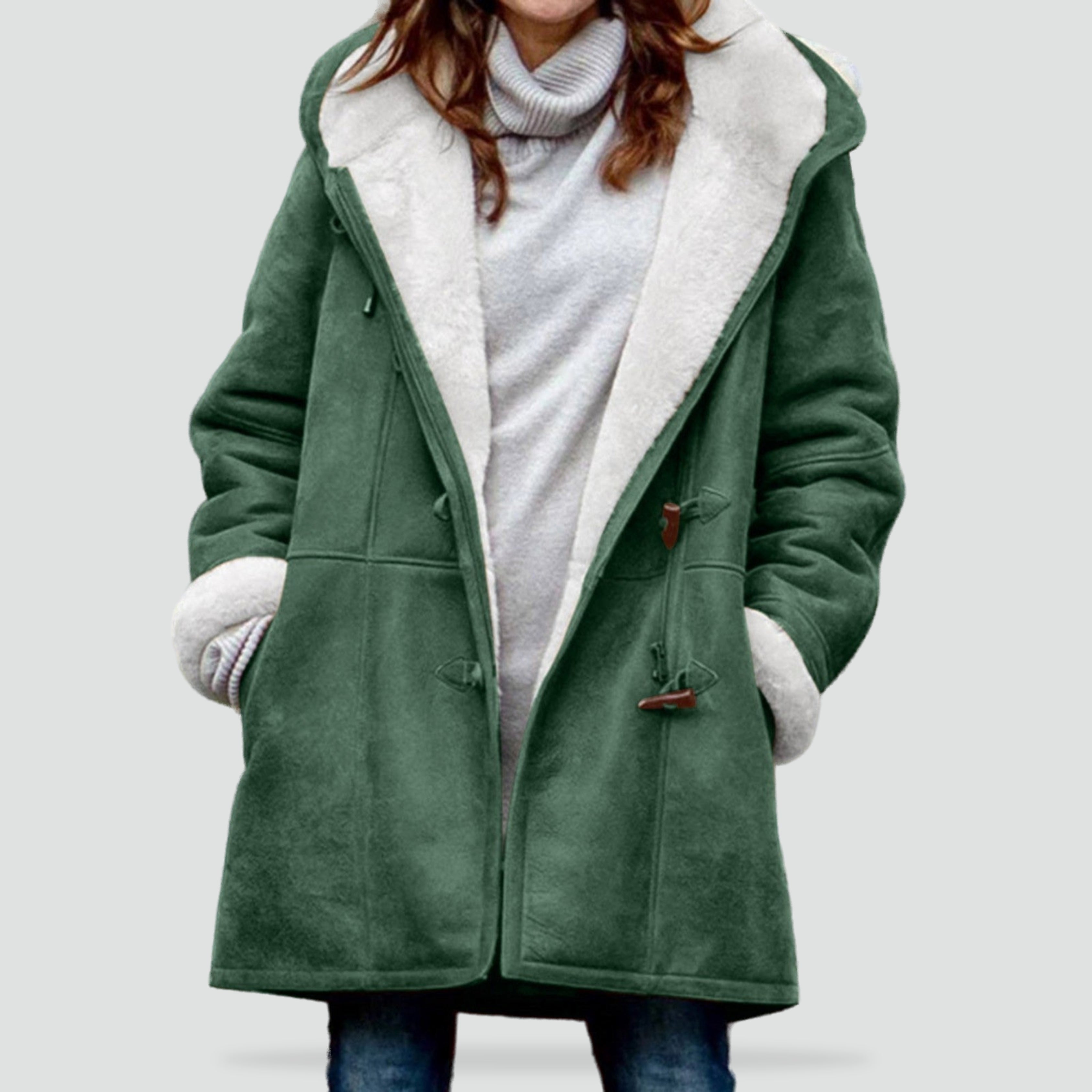 Cozy Dames Duffle Coat met Kap en Warme Voering voor Koude Dagen