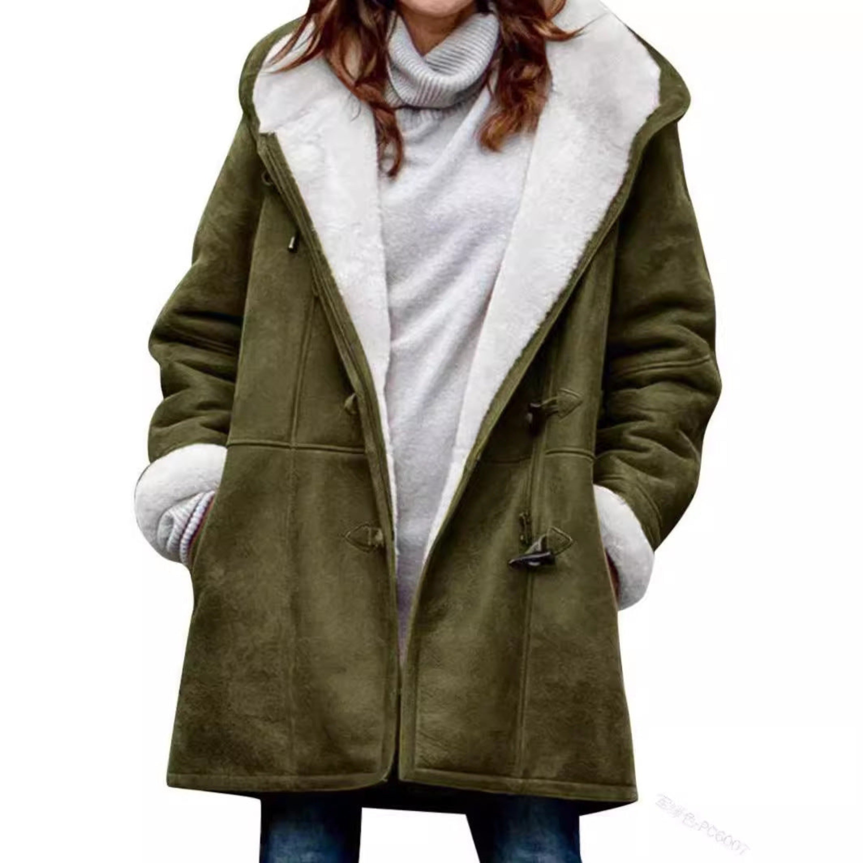 Cozy Dames Duffle Coat met Kap en Warme Voering voor Koude Dagen