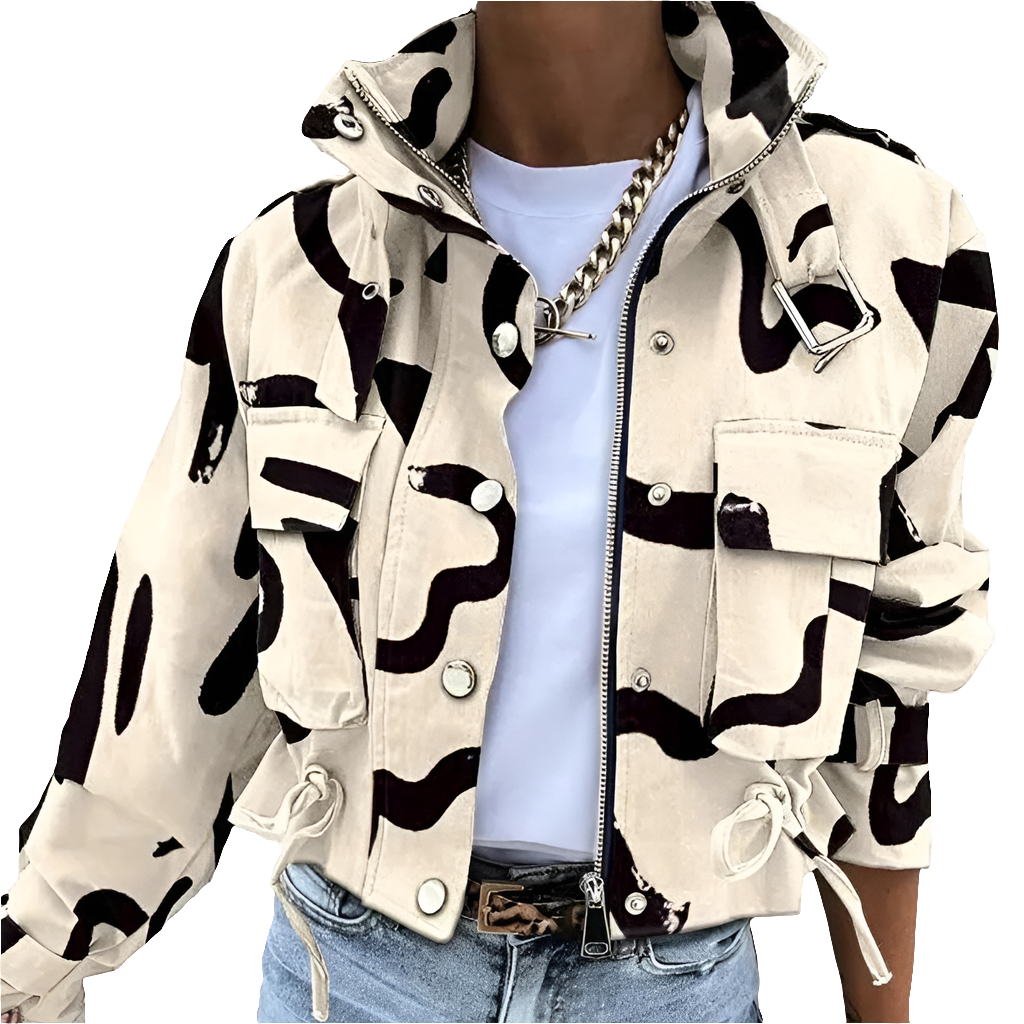 Cropped Bomberjack Dames Opstaande Kraag Rits Casual