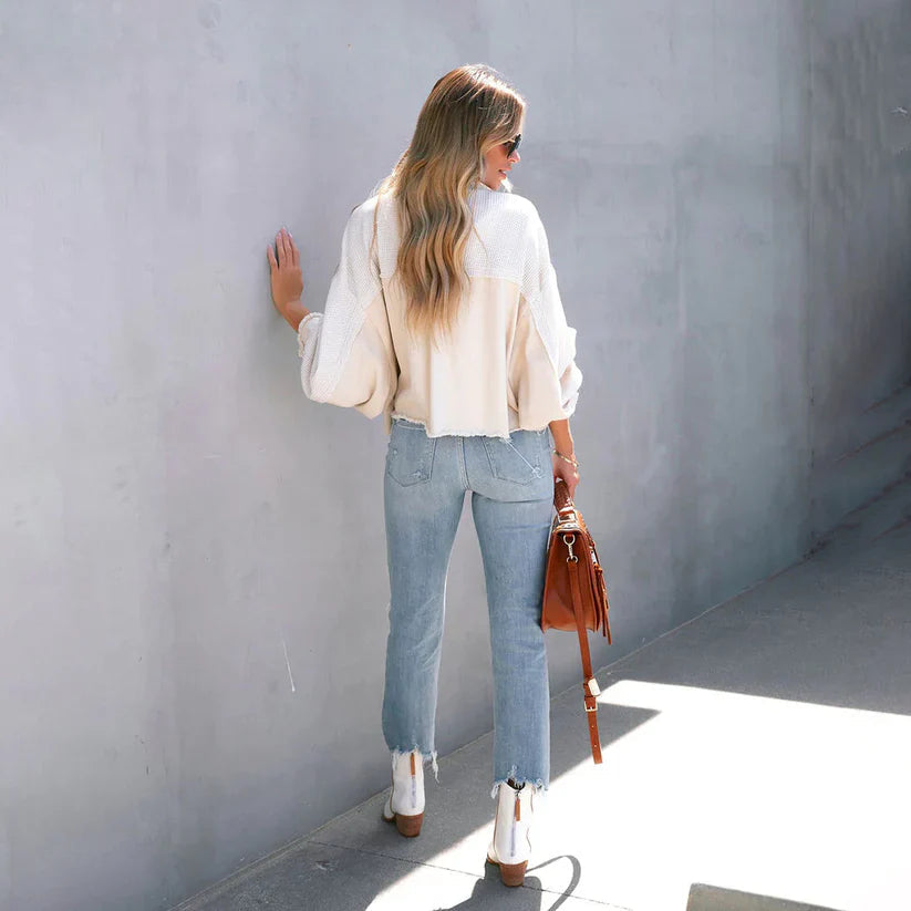 Cropped Jas Dames Gerafelde Zoom Getailleerde Pasvorm Casual