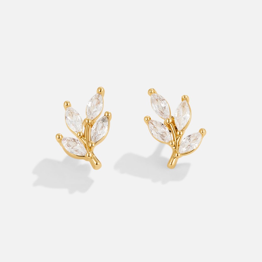 Elegante oorbellen van kristal met bladmotief