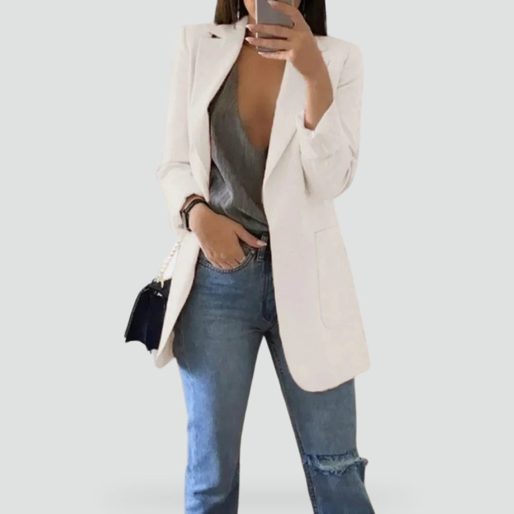 Blazer voor Dames met Lange Lengte en Minimalistisch Design