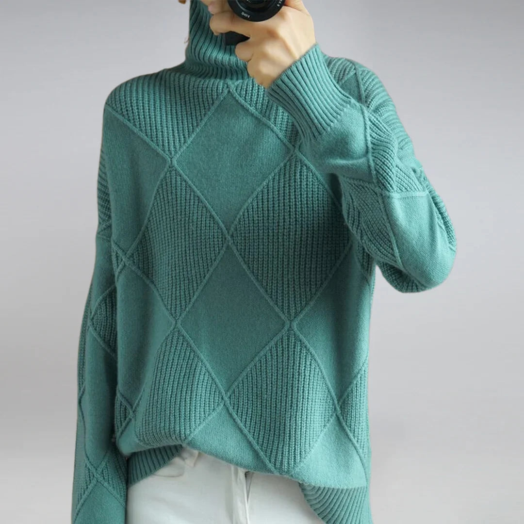 Dames Coltrui met Argyle Patroon en Comfortabele Wol