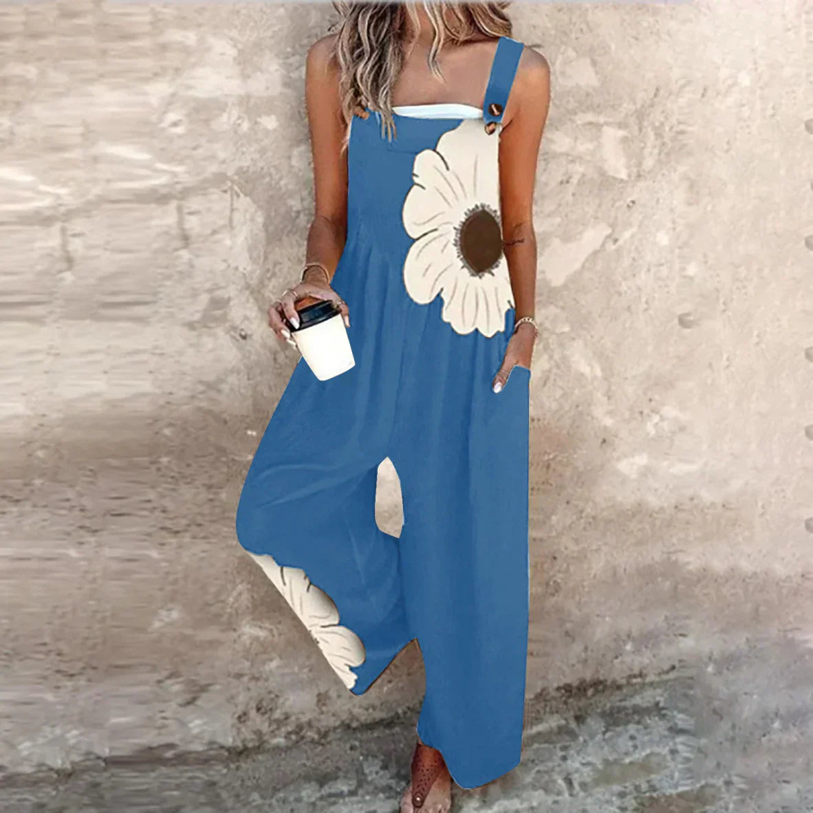 Dames Dungarees Met Bloemenprint