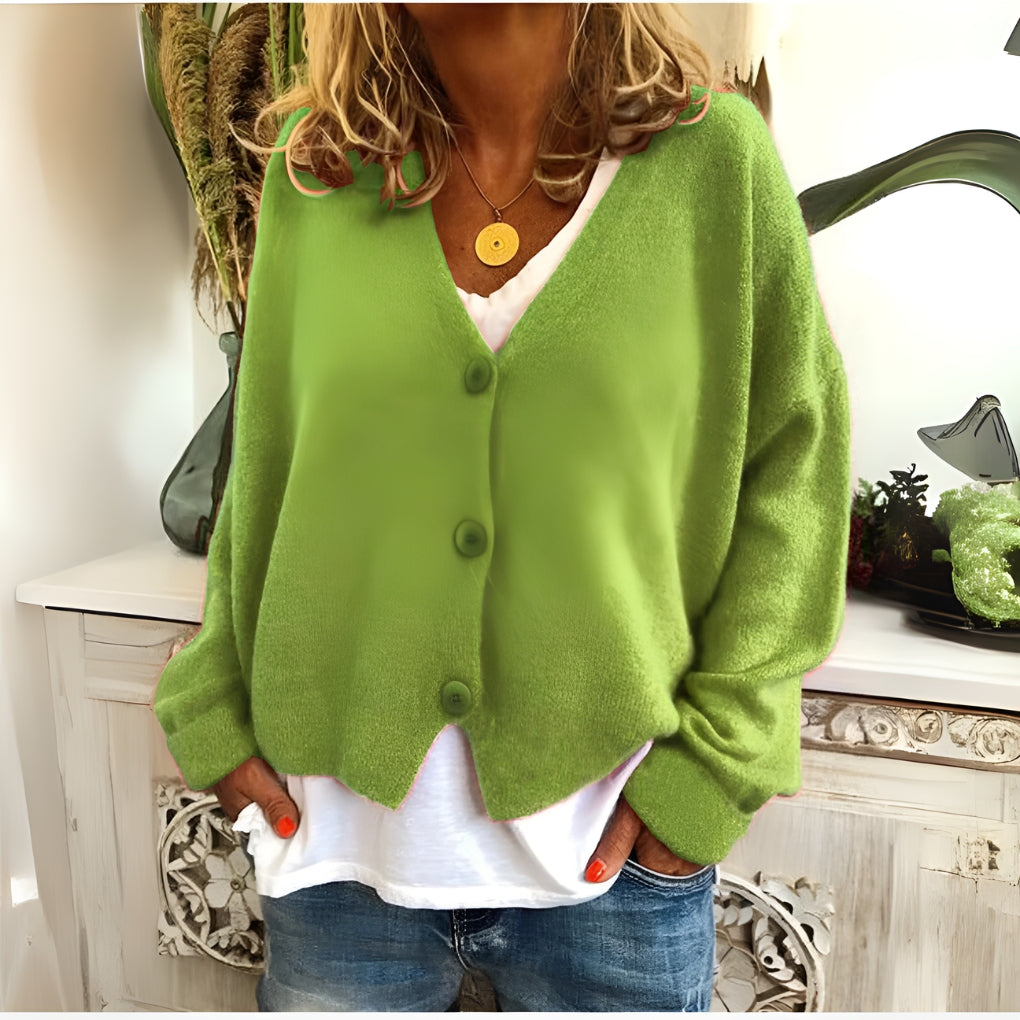 Dames gebreide cardigan met zachte stof