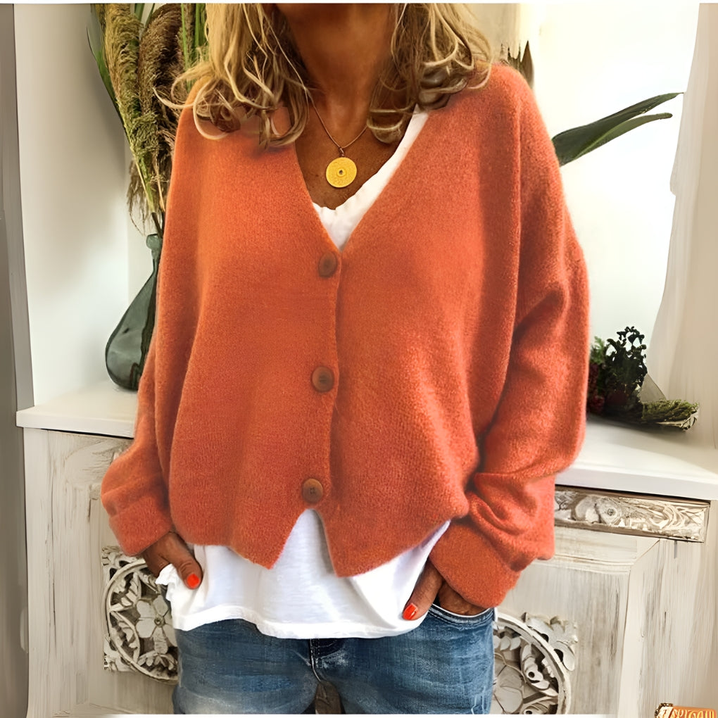 Dames gebreide cardigan met zachte stof