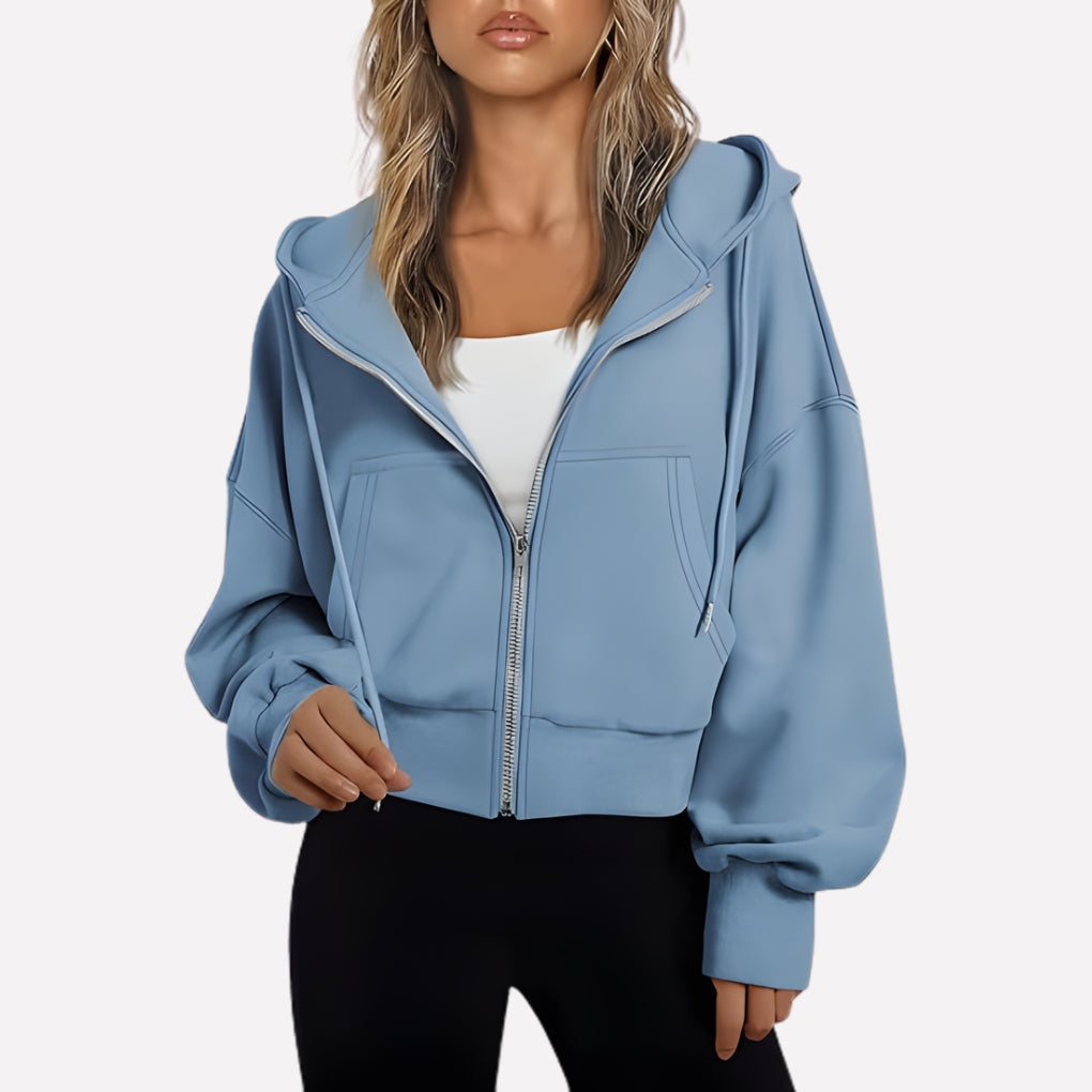 Dames Hoodie met Rits en Capuchon