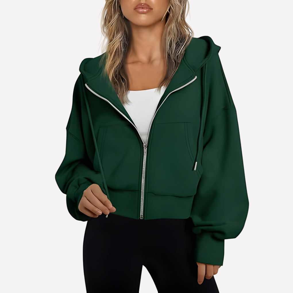 Dames Hoodie met Rits en Capuchon