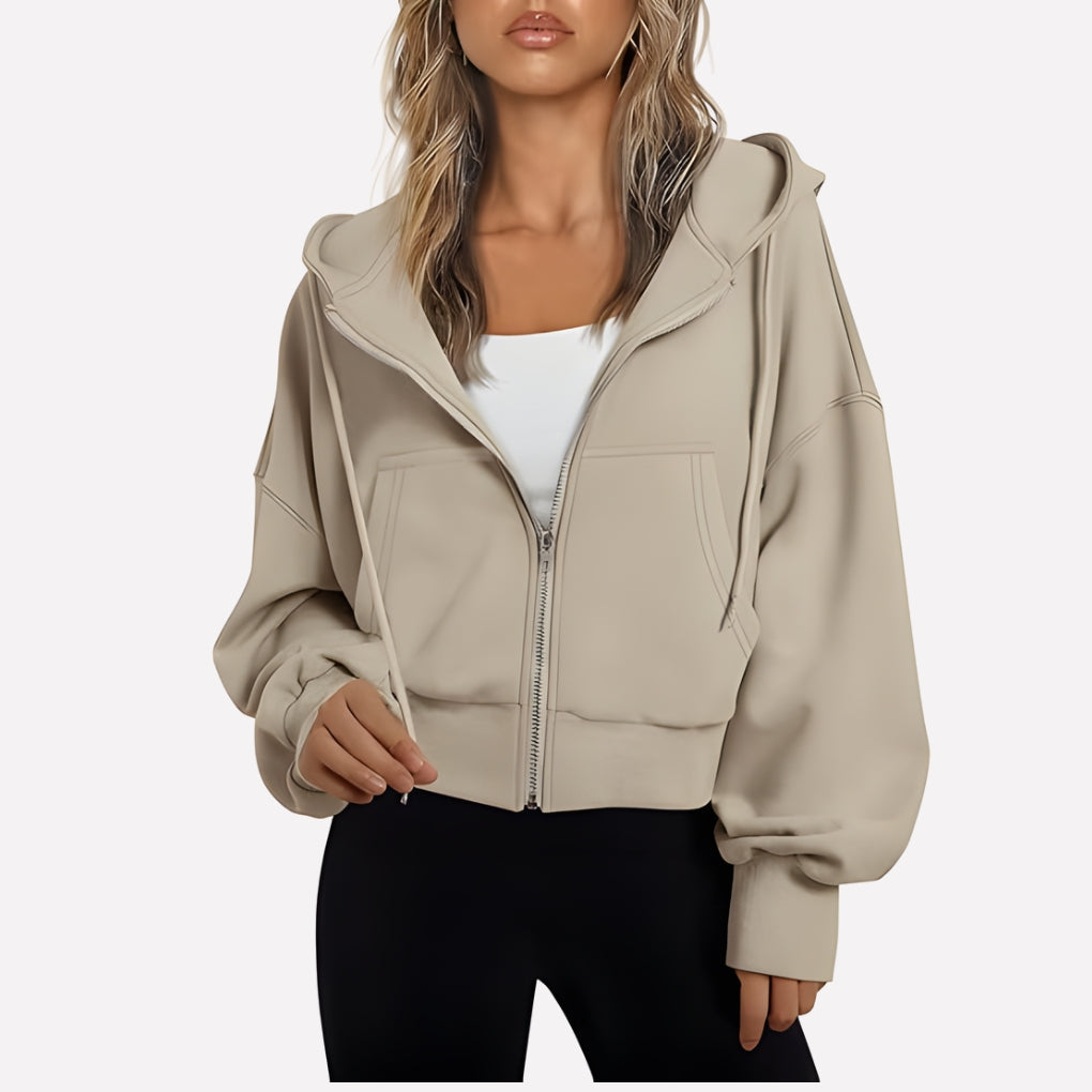 Dames Hoodie met Rits en Capuchon
