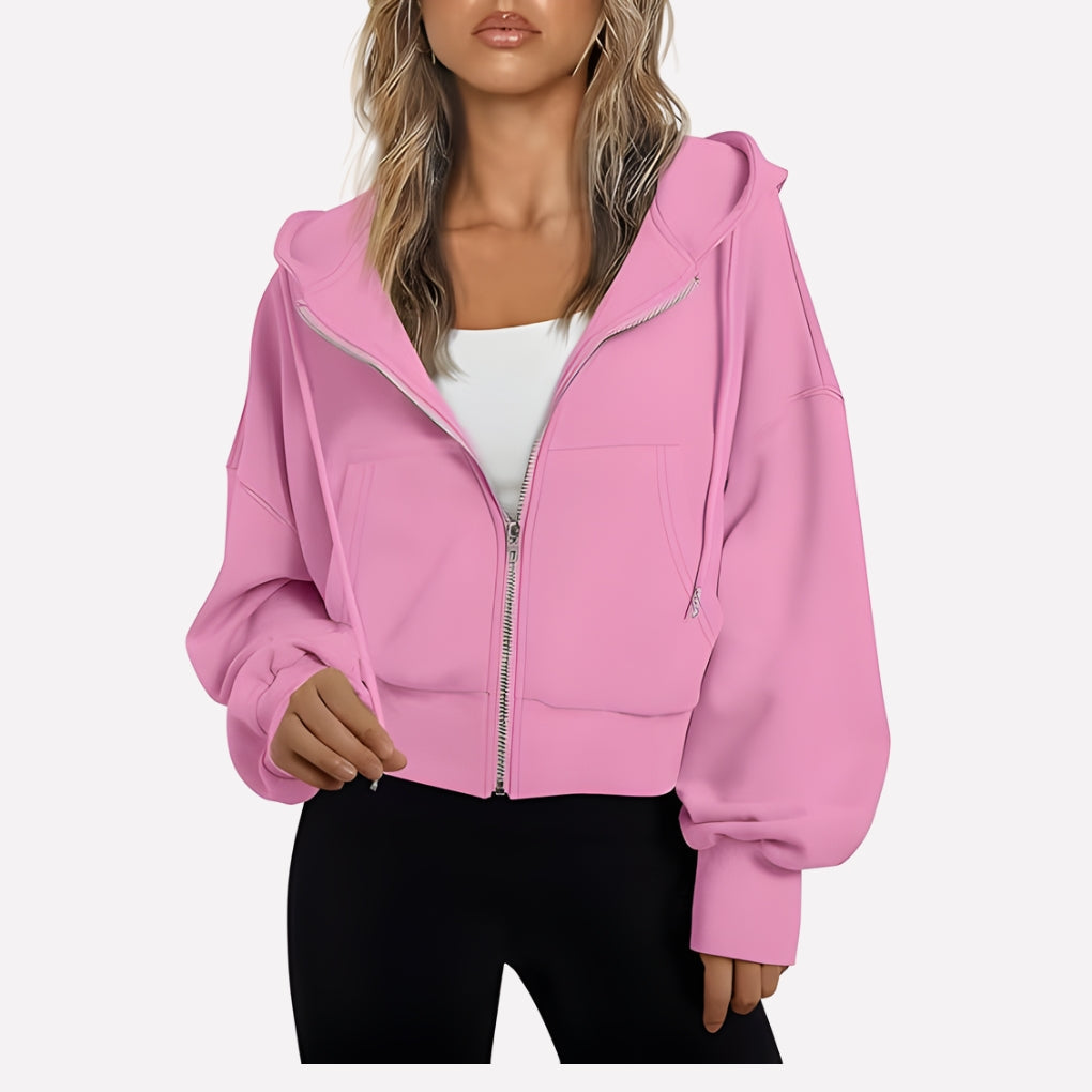 Dames Hoodie met Rits en Capuchon