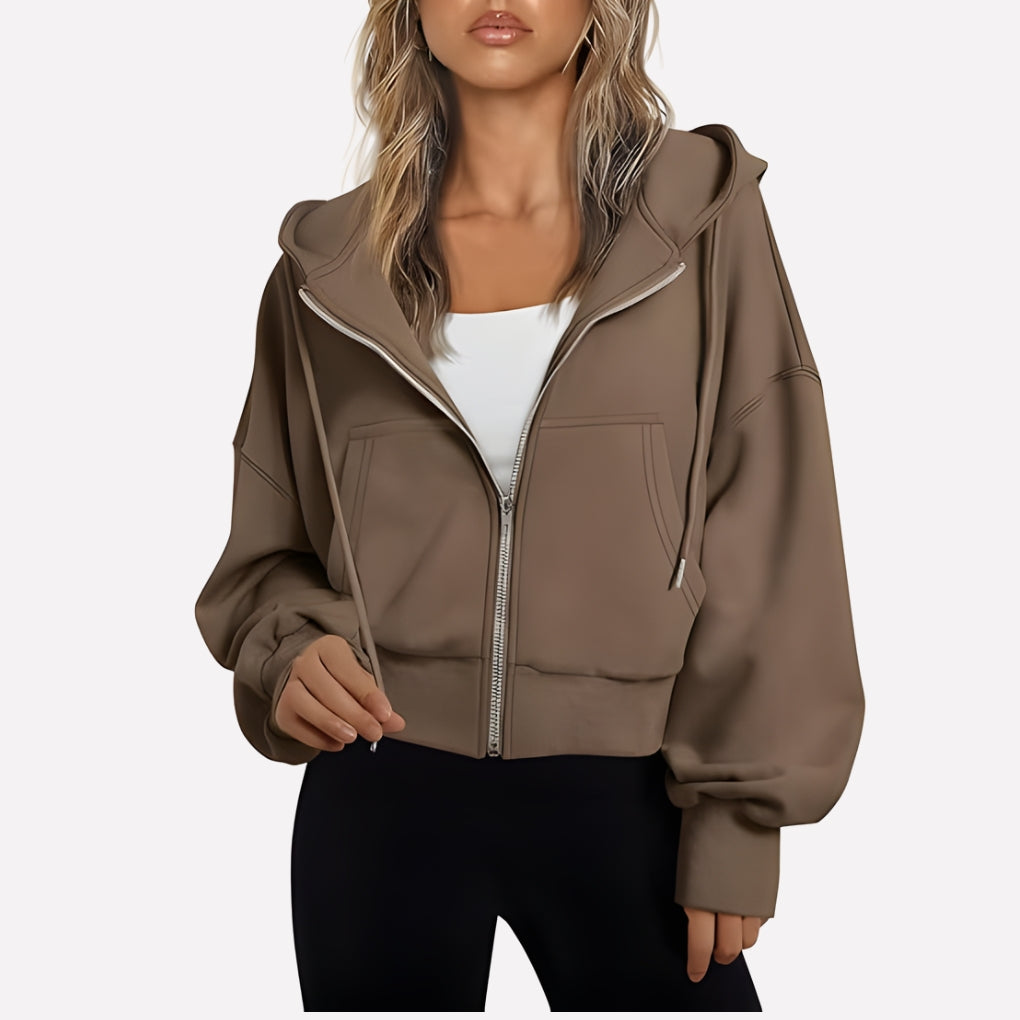 Dames Hoodie met Rits en Capuchon