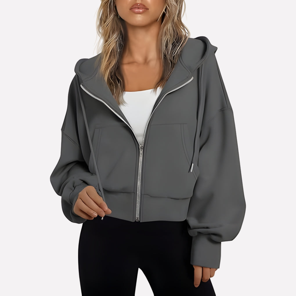 Dames Hoodie met Rits en Capuchon