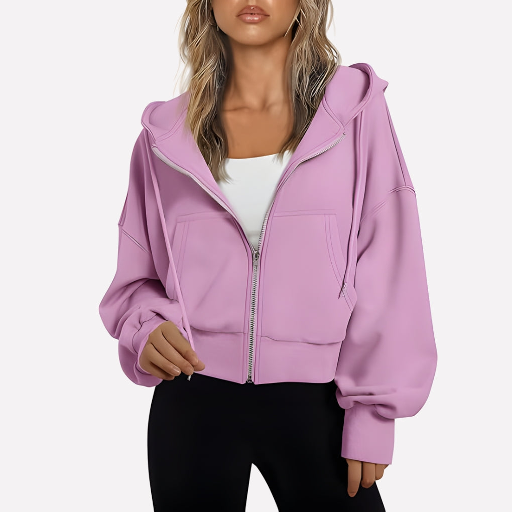 Dames Hoodie met Rits en Capuchon