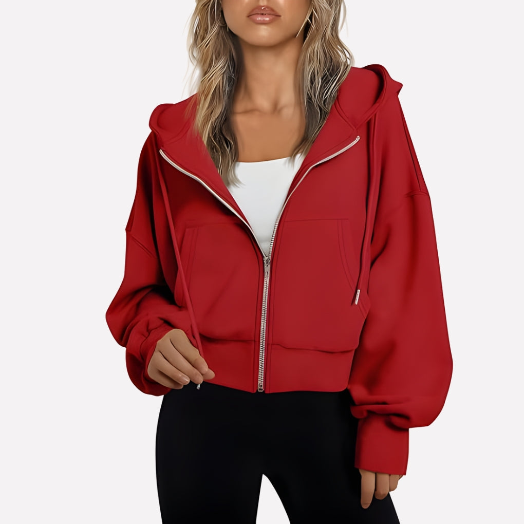 Dames Hoodie met Rits en Capuchon