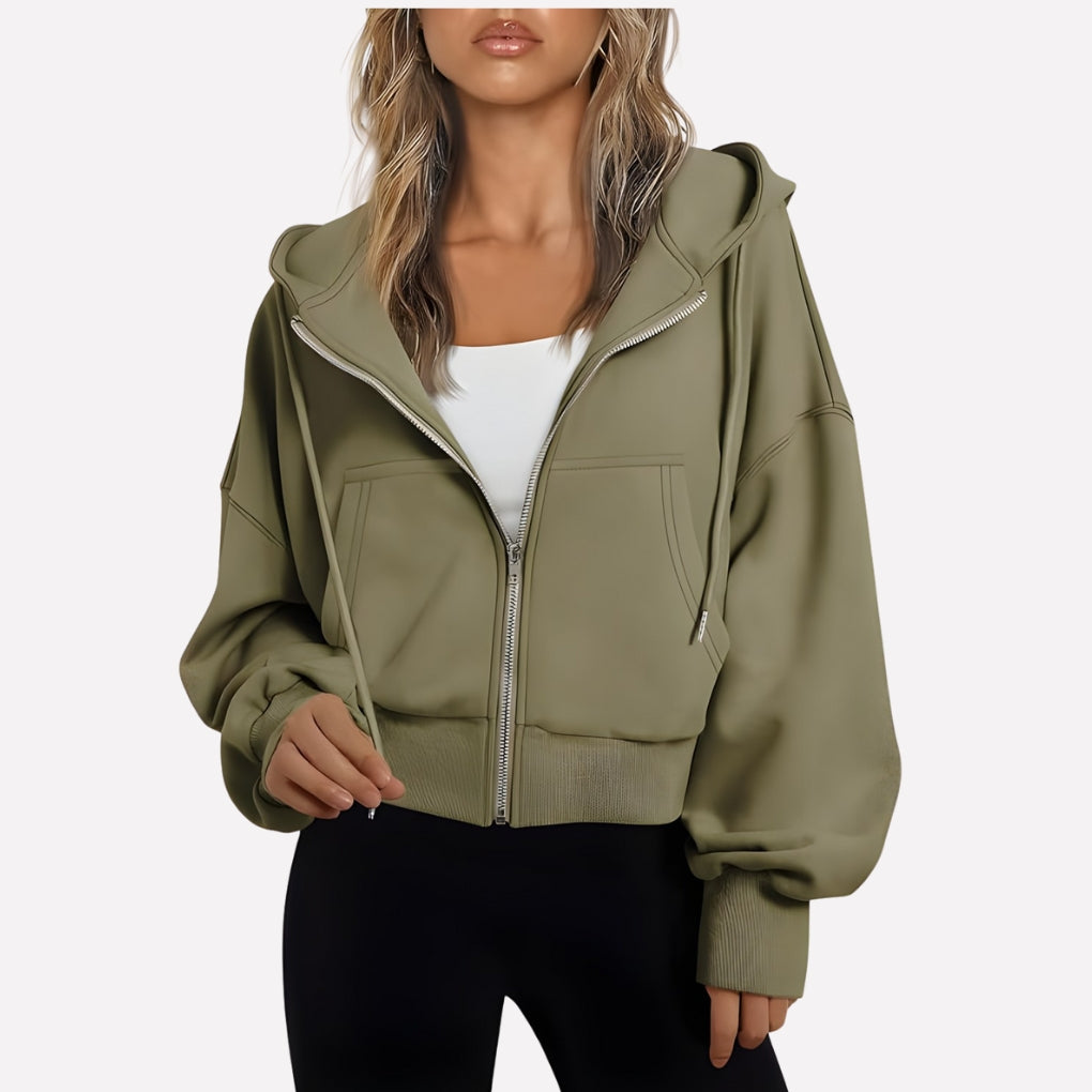 Dames Hoodie met Rits en Capuchon