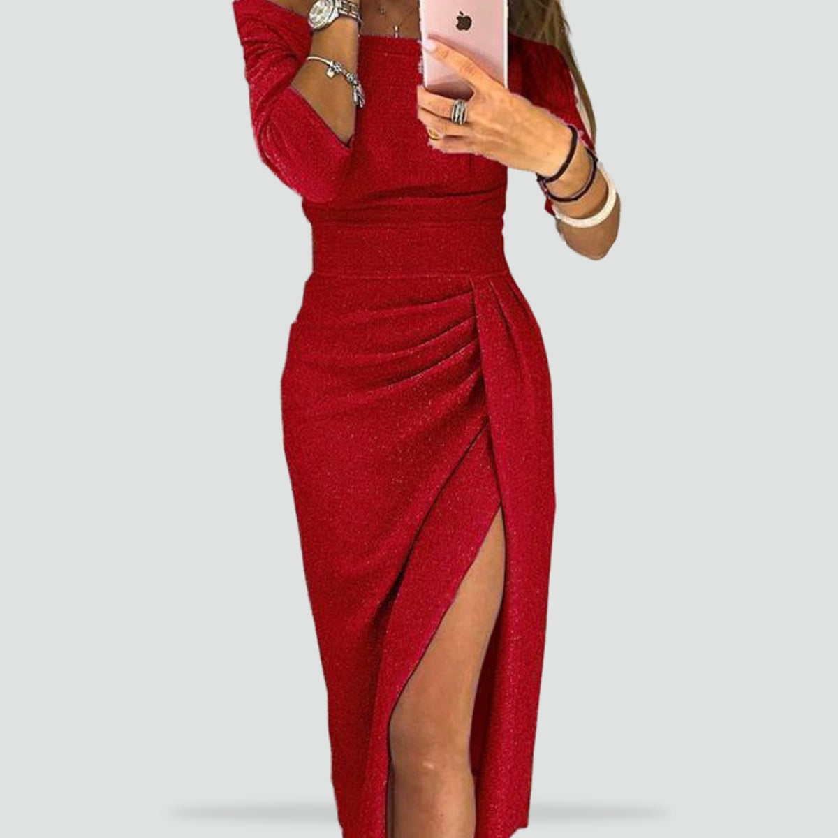Dames Jurk met Off-Shoulder en Split