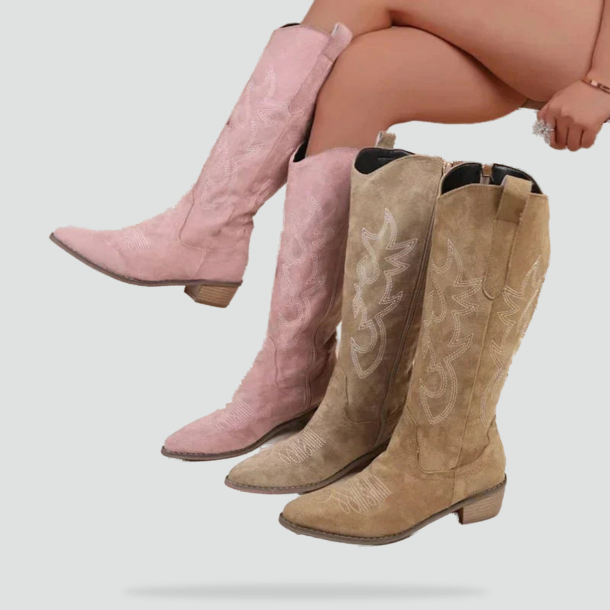 Dames Laarzen met Western Stijl en Broderie